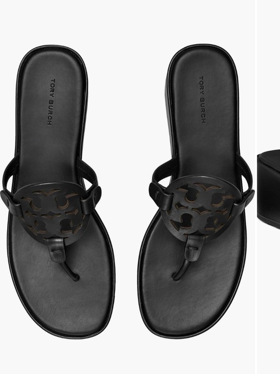 Tory Burch Shoes - Tory Burch Black Miller Leather Thong Sandals